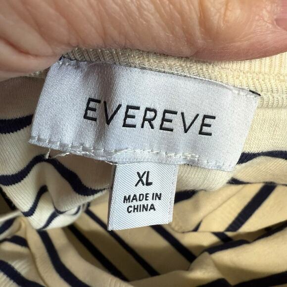 Evereve Cassie Dress Ivory Navy Stripes Faux Wrap XL Sailorchic Fishermancore - Picture 7 of 11